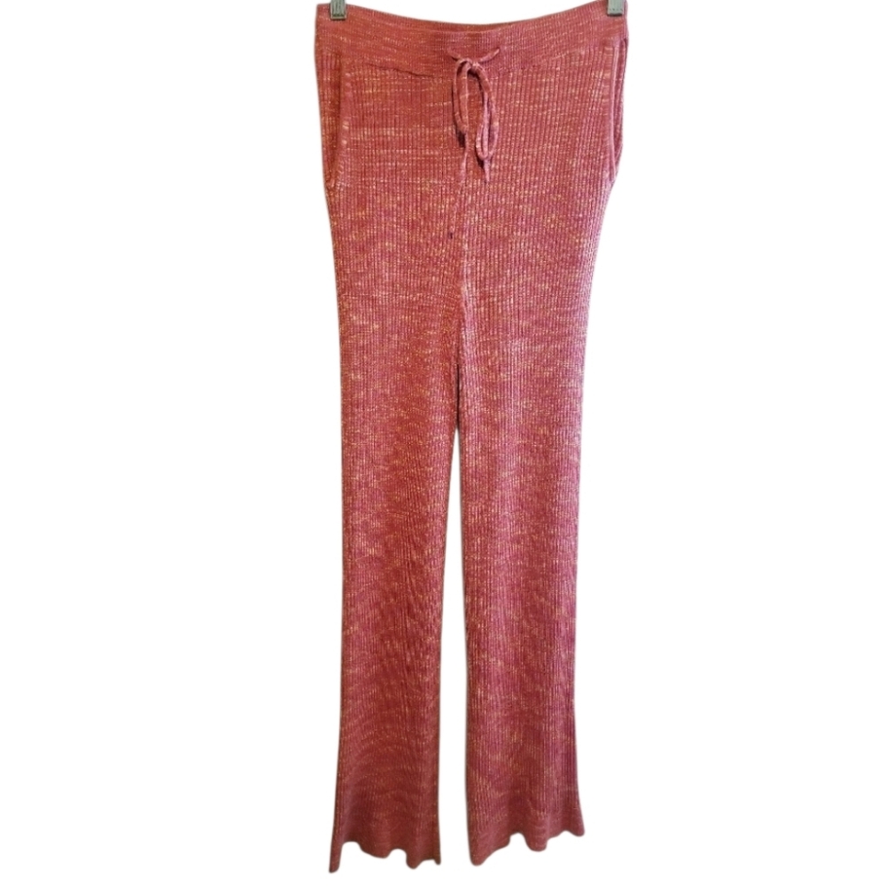 One Grey Day Los Angeles High-Rise Ribbed Knit Flare Leg Pants